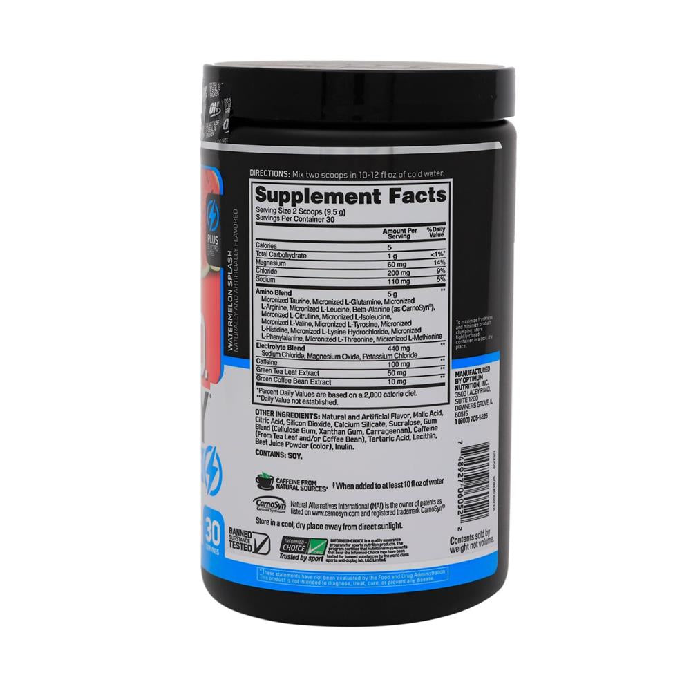 Optimum Nutrition Essential Amino Energy + Electrolytes For Energy & Muscle Recovery, Watermelon 285g